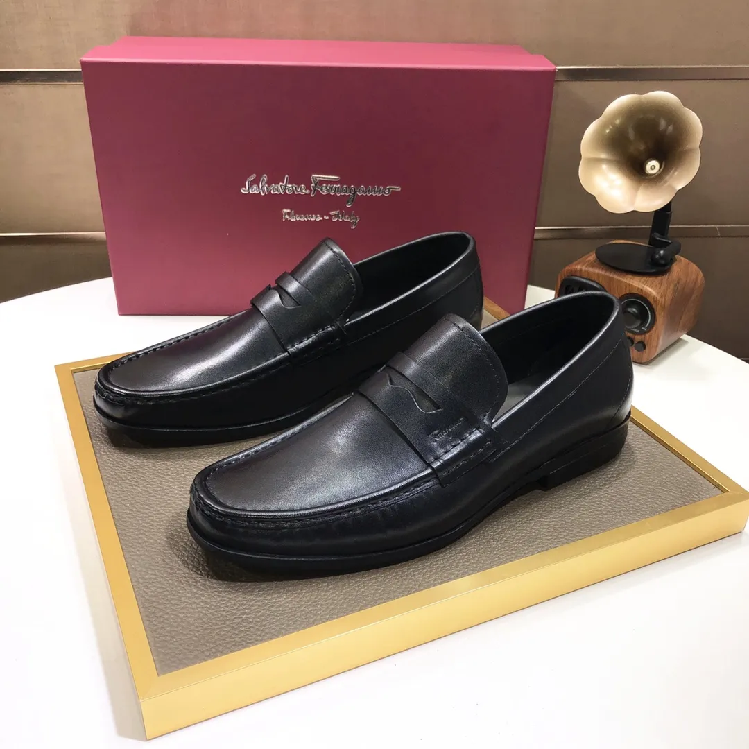 Men's shoes 💰500💰[Ferragamo/Ferragamo] The latest model in the counter. Original imported cowhide fabric + 🐂 water-dyed sheepskin lining + original luxury metal buckle + original combined outsole. Comparison without pressure 38--45 (45 is custom-made and cannot be returned or exchanged)